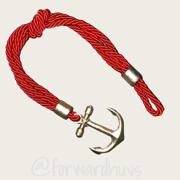 Bundle Sale 3 for $15 | Red Rope Anchor Bracelet | Silver Tone Hardware - Picture 4 of 10